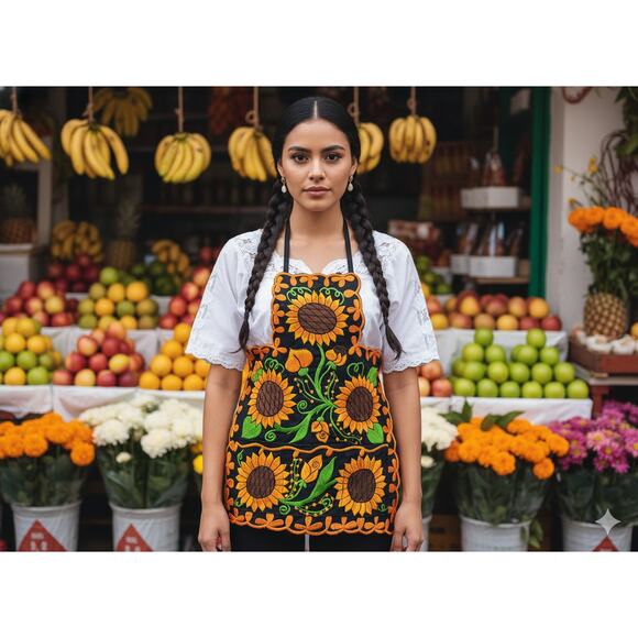 Mexican womas embroidered apron mothers day gift - Picture 3 of 5